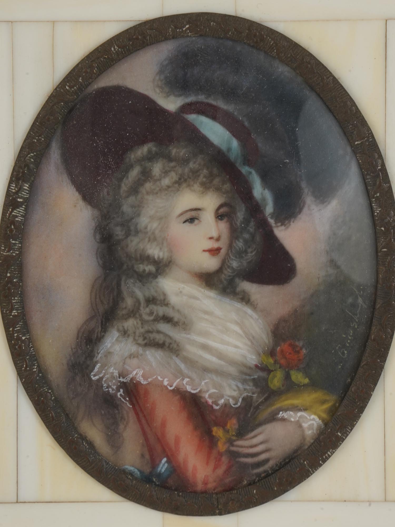 OVAL MINIATURE PAINTING AFTER THOMAS GAINSBOROUGH PIC-1